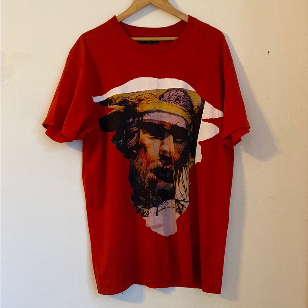 Givenchy Red Short Sleeve Tee with Artistic Graphic